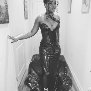 Black Strapless Gown with Train perfect for Prom